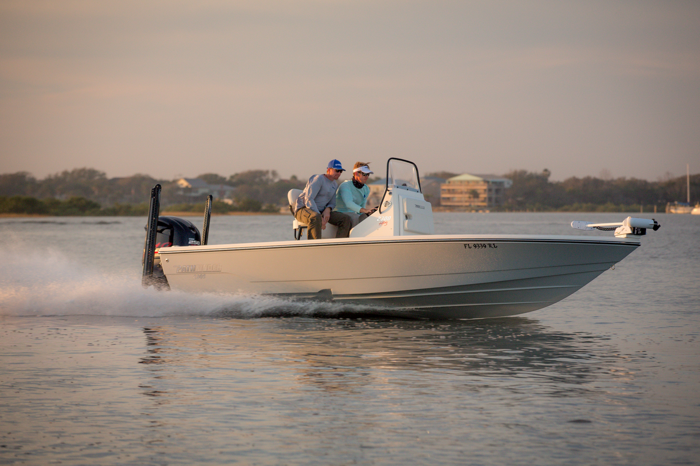 Pathfinder bay boat running fast with step hull shown